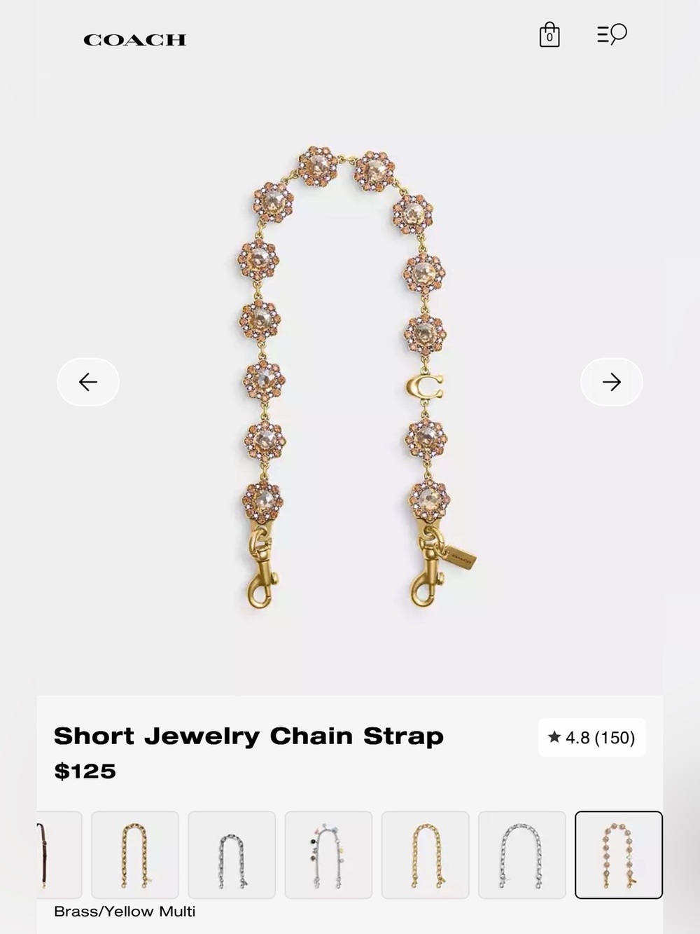Coach Pink Crystal Floral Detachable Strap with Antique Gold Hardware - Picture 3 of 7